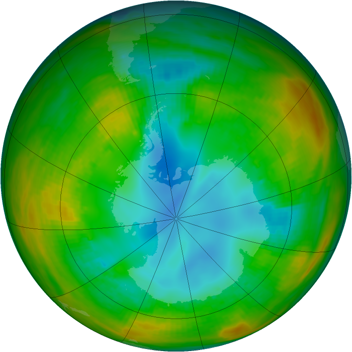 Antarctic ozone map for 06 August 1981